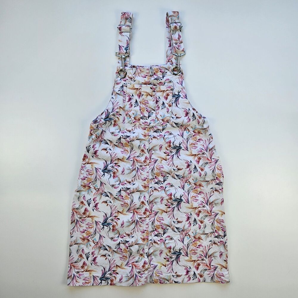 1st Kiss Girls Floral Overall Jumper Dress Size 7/8 Pink Adjustable Straps...
